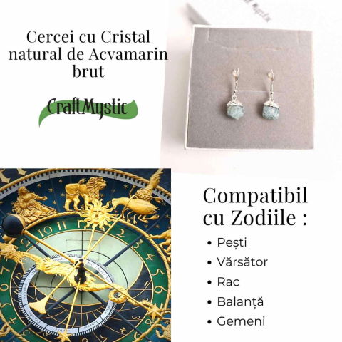 Cercei Argintii cu Acvamarin Brut, Eleganta si Calm Interior [4]