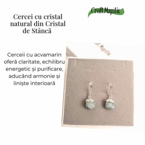 Cercei Argintii cu Acvamarin Brut, Eleganta si Calm Interior [2]