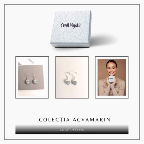 Cercei Argintii cu Acvamarin Brut, Eleganta si Calm Interior [6]