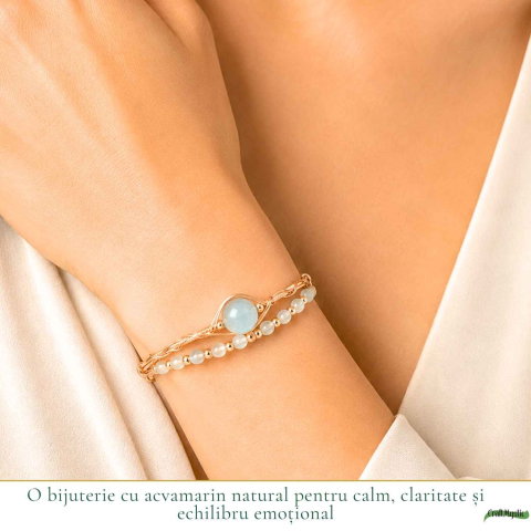 Bratara din Cupru cu Acvamarin Natural – Calm, Claritate si Feminitate [1]