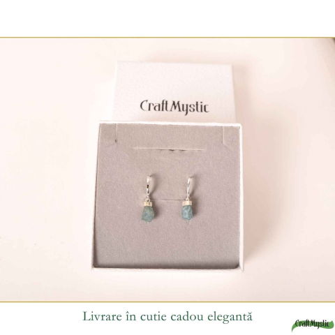 Cercei Argint 925 cu Acvamarin Brut Natural – Calm Interior si Eleganta Naturala [5]
