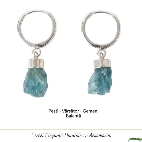Cercei Argint 925 cu Acvamarin Brut Natural – Calm Interior si Eleganta Naturala [4]