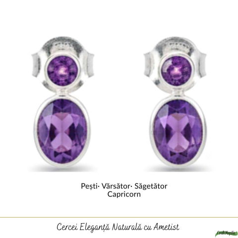 Cercei Argint 925 cu Dublu Ametist Fatetat – Claritate si Eleganta Rafinata [4]