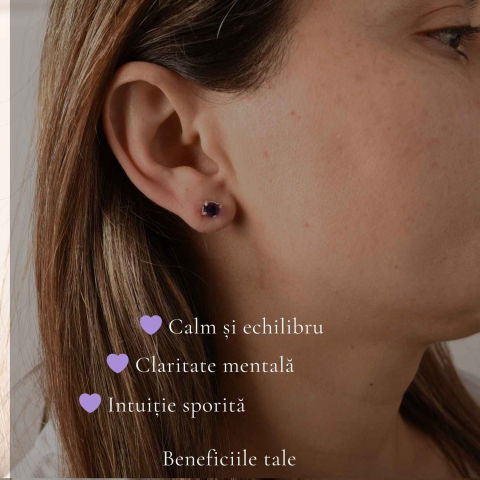 Cercei Argint 925 cu Ametist Brut Bobita – Echilibru Interior si Eleganta Naturala [2]