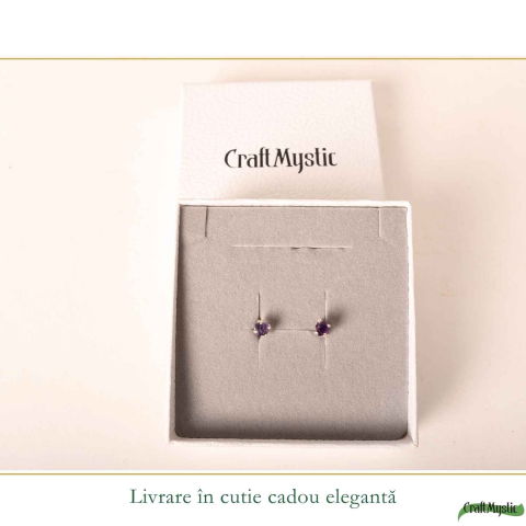 Cercei Argint 925 cu Ametist Brut Bobita – Echilibru Interior si Eleganta Naturala [5]