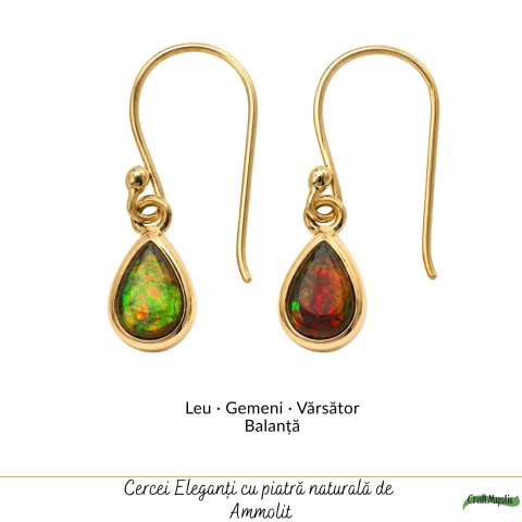 Cercei Argint 925 cu Ammolit Natural Lacrima – Eleganta si Energie Pozitiva [4]
