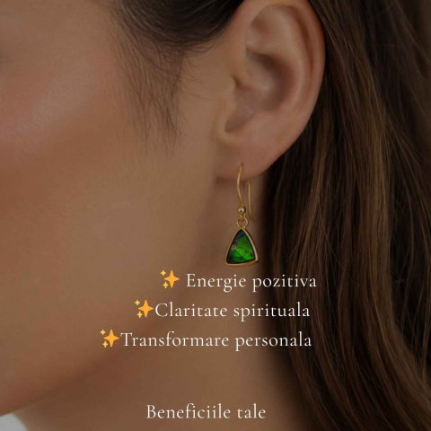 Cercei Argint 925 cu Ammolit Triunghi – Creativitate si Energie Pozitiva [2]
