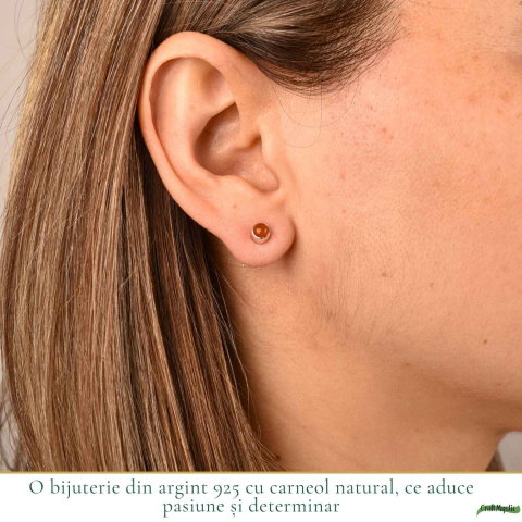 Cercei argint 925 cu carneol rotund – energie si incredere [1]