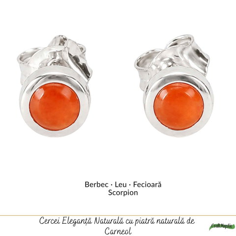 Cercei argint 925 cu carneol rotund fatetati– energie si vitalitate [4]