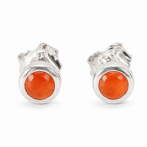 Cristale pe beneficii - Cercei argint 925 cu carneol rotund fatetati– energie si vitalitate