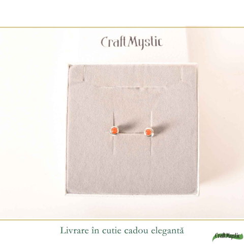 Cercei argint 925 cu carneol rotund fatetati– energie si vitalitate [5]