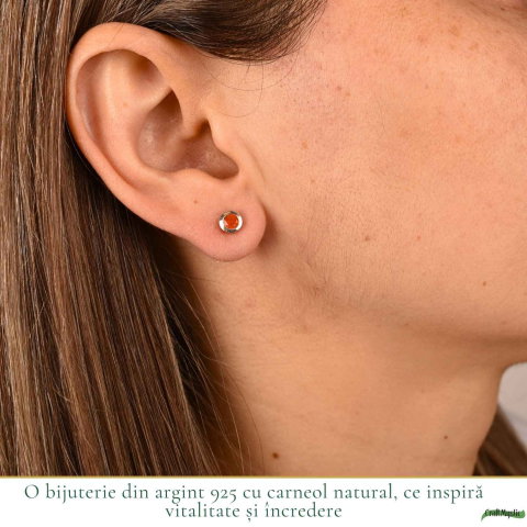 Cercei argint 925 cu carneol rotund fatetati– energie si vitalitate [1]