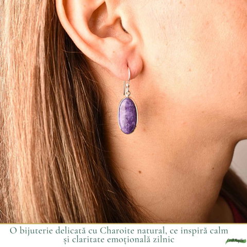 Cercei Argint 925 cu Charoite Natural Oval – Eleganta, Intuitie si Mister [1]