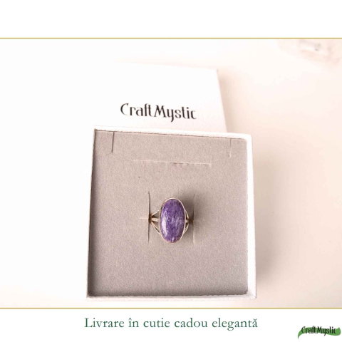 Inel Argint 925 cu Charoit Oval – Claritate Mentala si Echilibru Emotional [5]
