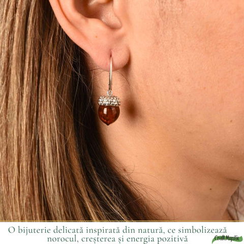 Cercei Argint 925 cu Chihlimbar Ghinda – Protectie, Energie Calda si Echilibru [1]
