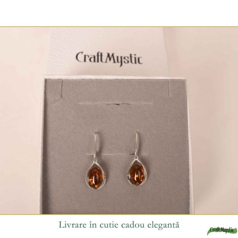 Cercei Argint 925 cu Chihlimbar Lacrima – Eleganta Naturala si Energie Calda [5]