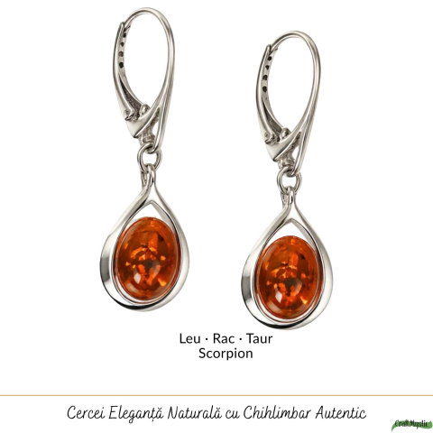 Cercei Argint 925 cu Chihlimbar Lacrima – Eleganta Naturala si Energie Calda [4]