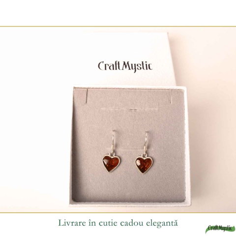 Cercei Argint 925 cu Chihlimbar Inima – Iubire si Eleganta Feminina [5]