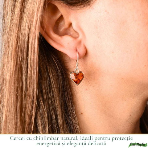 Cercei Argint 925 cu Chihlimbar Inima – Iubire si Eleganta Feminina [1]