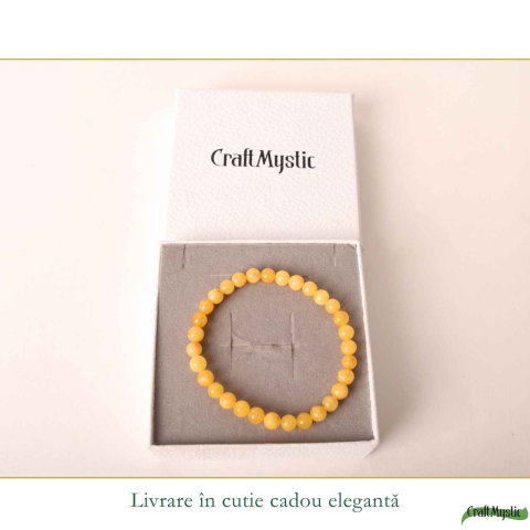 Brățară cu Chihlimbar Natural Rotund pe Guta Elastica – Energie Pozitiva si Vitalitate [5]