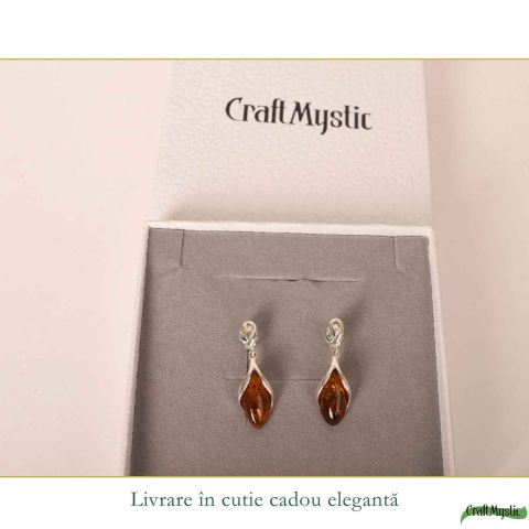 Cercei Argint 925 cu Chihlimbar Oval – Caldura, Protectie si Energie Pozitiva [5]