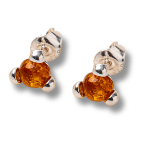 Cercei Argint 925 cu Chihlimbar Auriu Rotund – Lumina Solara, Delicatete si Protectie Calda [0]