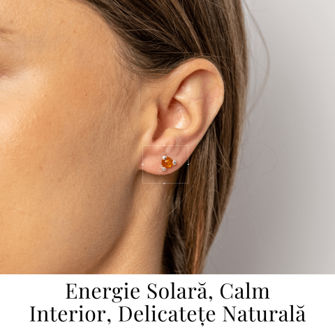 Cercei Argint 925 cu Chihlimbar Auriu Rotund – Lumina Solara, Delicatete si Protectie Calda [1]