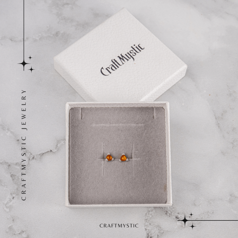 Cercei Argint 925 cu Chihlimbar Auriu Rotund – Lumina Solara, Delicatete si Protectie Calda [6]