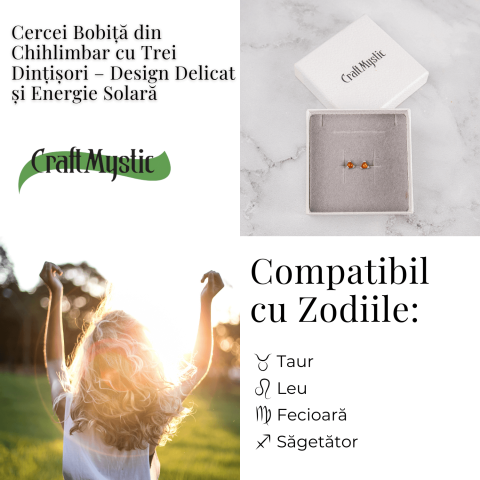 Cercei Argint 925 cu Chihlimbar Auriu Rotund – Lumina Solara, Delicatete si Protectie Calda [3]