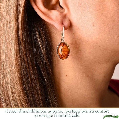 Cercei Argint 925 cu Chihlimbar Oval – Eleganta si Energie Pozitiva [1]