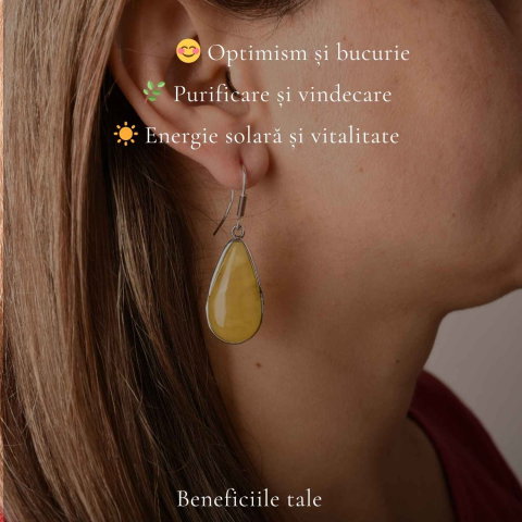 Cercei Argint 925 cu Chihlimbar Galben Lacrima – Lumina si Feminitate [2]