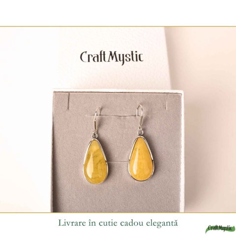 Cercei Argint 925 cu Chihlimbar Galben Lacrima – Lumina si Feminitate [5]