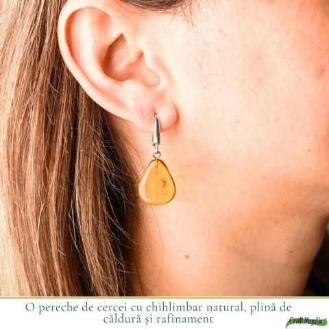 Cercei Argint 925 cu Chihlimbar Natural Lacrima – Energie Calda si Eleganta Feminina [1]