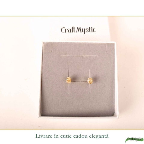 Cercei Argint 925 cu Citrin Fațetat Oval – Energie Pozitiva si Claritate [5]