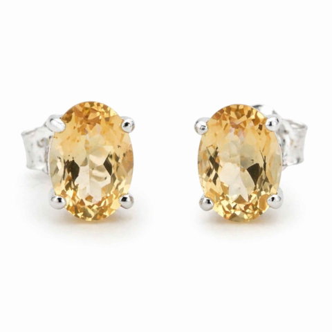 Claritate Mentala si Focus - Cercei Argint 925 cu Citrin Fațetat Oval – Energie Pozitiva si Claritate