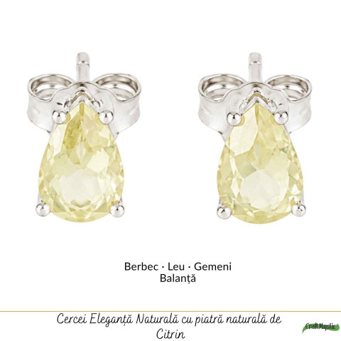 Cercei Argint 925 cu Citrin Natural in Forma de Lacrima – Bucurie si Energie Pozitiva [4]