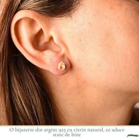 Cercei Argint 925 cu Citrin Natural in Forma de Lacrima – Bucurie si Energie Pozitiva [1]