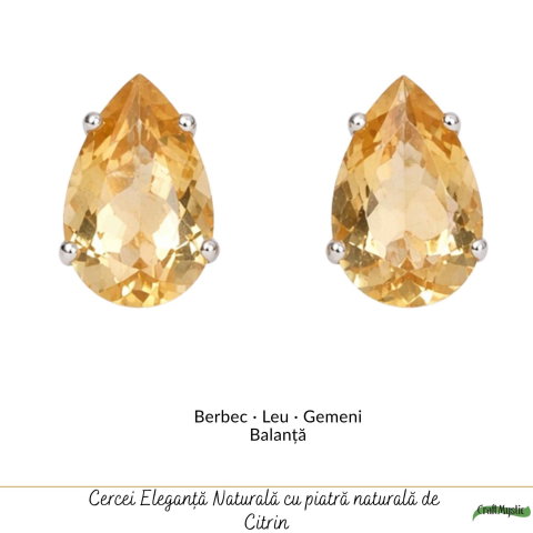 Cercei Argint 925 cu Citrin Fatetat – Energie Pozitiva si incredere [4]