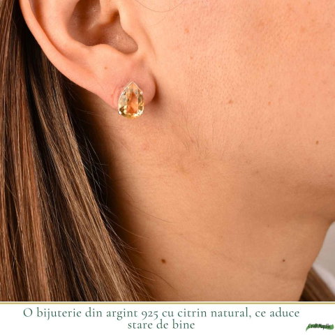 Cercei Argint 925 cu Citrin Fatetat – Energie Pozitiva si incredere [1]