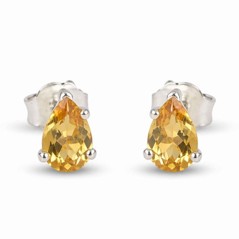 Claritate Mentala si Focus - Cercei Argint 925 cu Citrin Fatetat Lacrima – Energie Pozitiva si Echilibru