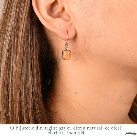 Cercei Argint 925 cu Citrin Dreptunghiular – Energie Pozitiva si incredere [1]