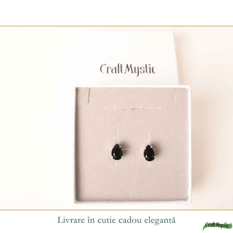 Cercei Argint 925 cu Obsidian Natural in Forma de Lacrima – Protectie si Eleganta [5]
