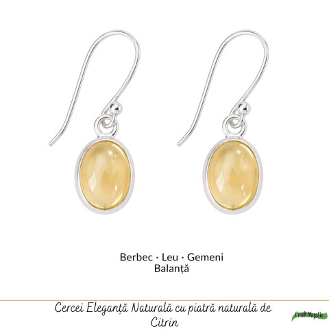 Cercei Argint 925 cu Citrin Oval – Energie Pozitiva si Echilibru Interior [4]