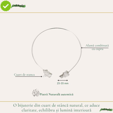 Colier Choker Argintiu cu Cuart de Stanca Natural – Claritate si Echilibru Energetic [3]