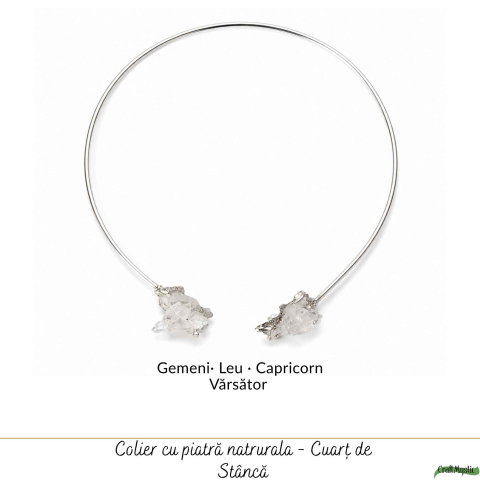 Colier Choker Argintiu cu Cuart de Stanca Natural – Claritate si Echilibru Energetic [4]