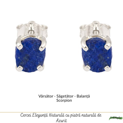 Cercei Argint 925 cu Azurit Brut Natural – Intuitie si Claritate Interioara [4]