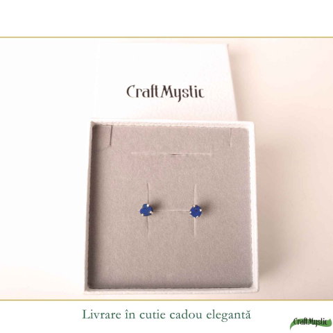 Cercei Argint 925 cu Azurit Brut Natural – Intuitie si Claritate Interioara [5]