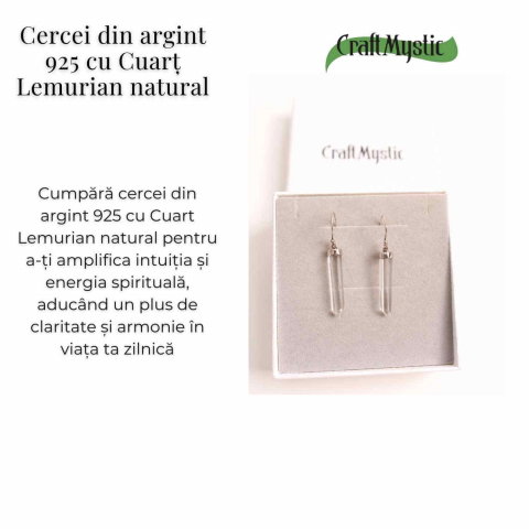 Cercei Argint 925 cu Cuart Lemurian Brut - Energie si Claritate [3]