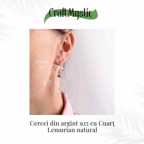 Cercei Argint 925 cu Cuart Lemurian Brut - Energie si Claritate [2]