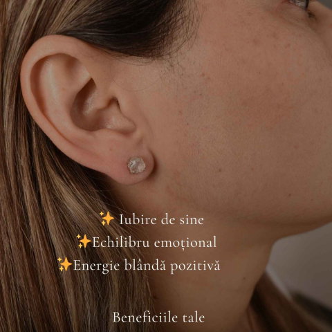 Cercei argint 925 cuart roz brut – iubire de sine si energie delicata [2]